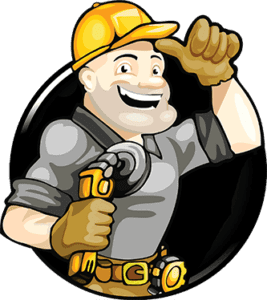 Logo of StoneShine, depicted as a cheerful worker in construction attire with a safety helmet and holding a polishing tool, symbolizing our dedicated service in natural stone restoration and concrete polishing across Southern California.